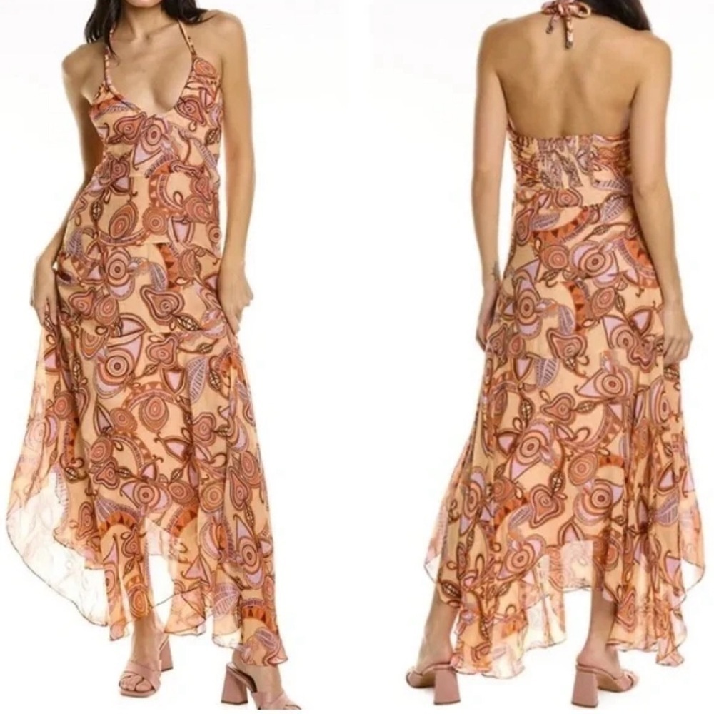 A.L.C Amina Halter Silk Blend Midi Dress 2